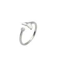 Sterling Silver Finger Ring, 925 Sterling Silver, silver color plated, for woman & with rhinestone, US Ring 