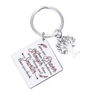 Stainless Steel Key Chain, 316L Stainless Steel, Tree, antique silver color plated 