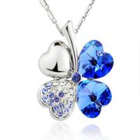 Zinc Alloy Necklace, with Austrian Crystal, with 2inch extender chain, Four Leaf Clover, silver color plated, adjustable & bar chain & for woman & with rhinestone Approx 16 Inch [