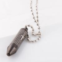Stainless Steel Bullet Pendant, black ionic, with letter pattern Approx 1-3mm 
