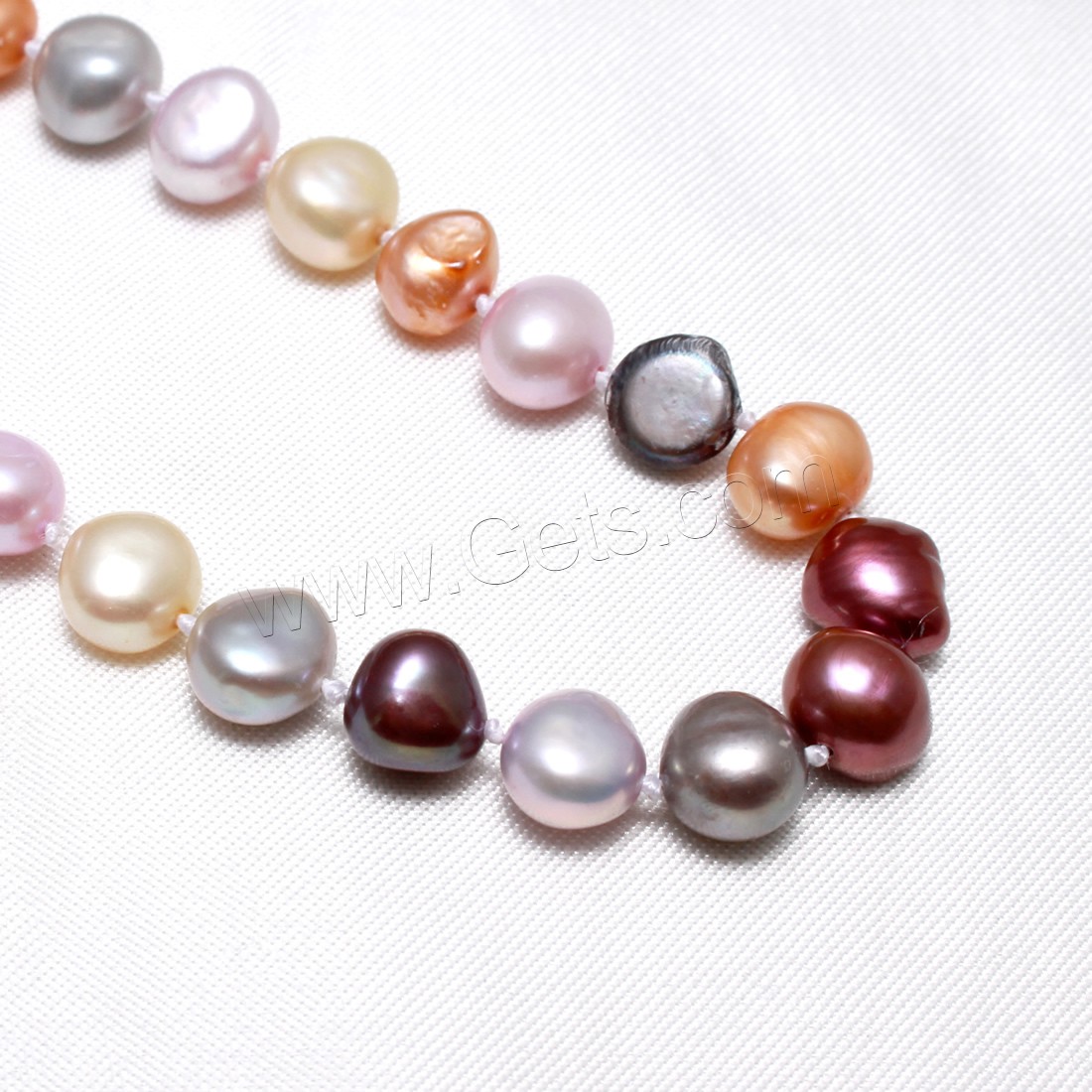 Freshwater Pearl Brass Necklace, with Brass, different length for choice & for woman, 8-9mm, Sold By Strand