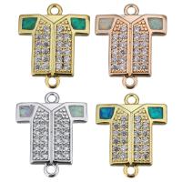 Brass Connector, with Opal, Garment, plated, micro pave cubic zirconia & 1/1 loop Approx 1.5mm 