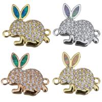 Brass Connector, with Opal, Rabbit, plated, micro pave cubic zirconia & 1/1 loop Approx 1.5mm 