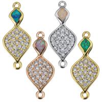 Brass Connector, with Opal, plated, micro pave cubic zirconia & 1/1 loop Approx 1mm 