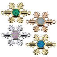 Brass Connector, with Opal, Snowflake, plated, 1/1 loop Approx 1mm 