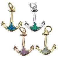 Brass Pendant, with Opal, Anchor, plated Approx 4mm 