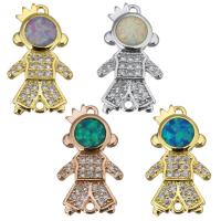 Brass Connector, with Opal, Character, plated, micro pave cubic zirconia & 1/1 loop Approx 1mm 