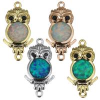 Brass Connector, with Opal, Owl, plated, 1/1 loop Approx 1mm 
