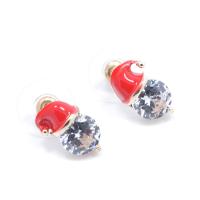 Zinc Alloy Rhinestone Stud Earring, gold color plated, for woman & enamel & with rhinestone, 12mm 
