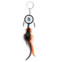 Zinc Alloy Key Chain, with Feather & Wood, Dream Catcher, silver color plated, 220mm 