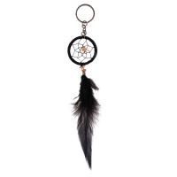 Zinc Alloy Key Chain, with Feather, Dream Catcher, antique brass color plated, 230mm 