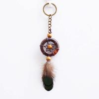 Zinc Alloy Key Chain, with Feather & Wood, Dream Catcher, antique bronze color plated, 175mm 