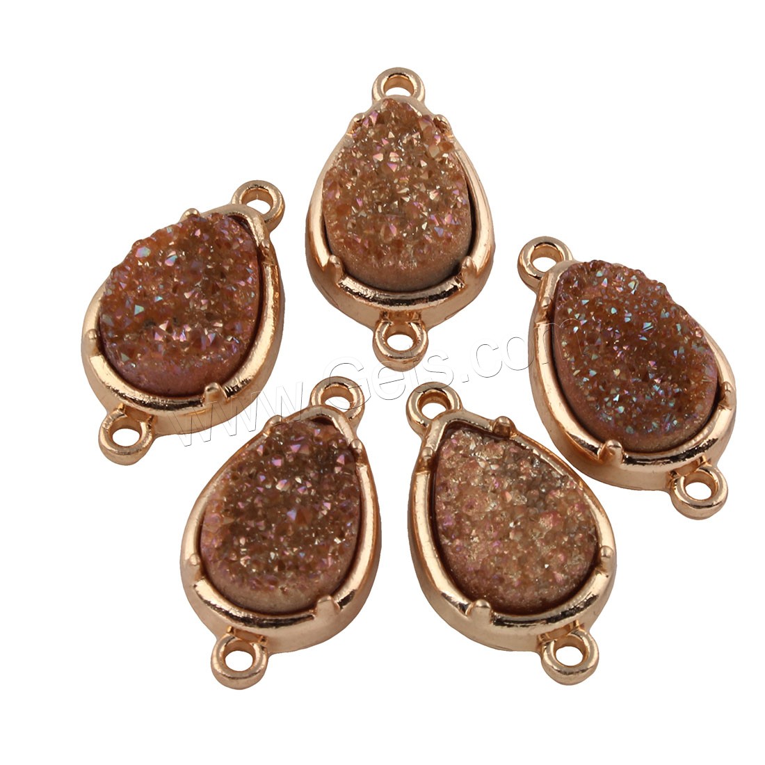 Zinc Alloy Connector, with Ice Quartz Agate, gold color plated, different size for choice & 1/1 loop, more colors for choice, Hole:Approx 1.5mm, Sold By PC