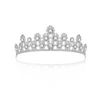 Bridal Tiaras, Zinc Alloy, Crown, silver color plated, with rhinestone, white 