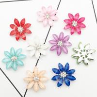 Zinc Alloy Hair Accessories DIY Findings, with Resin, Daisy, silver color plated, Korean style & with rhinestone 