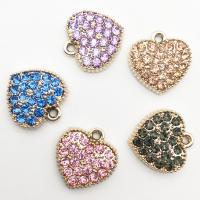 Zinc Alloy Heart Pendants, gold color plated, with rhinestone Approx 2-3mm 