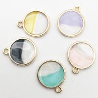 Zinc Alloy Enamel Pendants, Flat Round, gold color plated, two tone Approx 2-3mm 