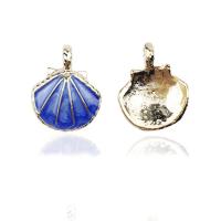 Zinc Alloy Enamel Pendants, Shell, gold color plated Approx 2-3mm 