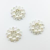 Zinc Alloy Hair Accessories DIY Findings, with Plastic Pearl, Snowflake, silver color plated, with rhinestone 