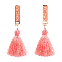 Zinc Alloy Tassel Earring, with Nylon & Acrylic, plated, for woman 