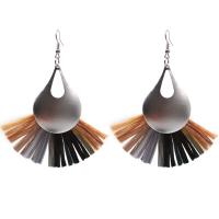 Zinc Alloy Tassel Earring, with Nylon, silver color plated, for woman 