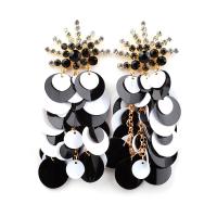 Zinc Alloy Tassel Earring, with Sequins, plated, for woman & with rhinestone 