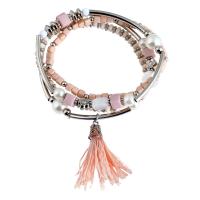 Zinc Alloy Bracelet Set, with Glass Pearl, plated, multilayer & for woman Approx 11.8 Inch 