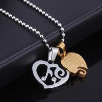 pendentif de couple en inox, acier inoxydable, coeur, Placage, avec le motif de lettre Environ 1-3mm, Vendu par PC