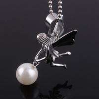 Stainless Steel Pendant, with Glass Pearl, blacken Approx 3-5mm 