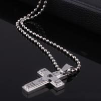 Stainless Steel Cross Pendants, with letter pattern, original color Approx 3-5mm 