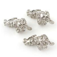 Rhinestone Zinc Alloy Beads, Dragon, silver color plated, with rhinestone Approx 4mm 