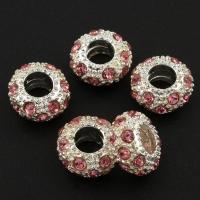 Rhinestone Zinc Alloy Beads, Drum, silver color plated, with rhinestone Approx 3mm 