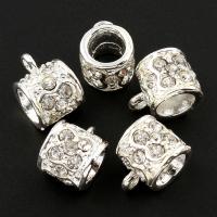 Zinc Alloy Bail Beads, silver color plated, with rhinestone Approx 1-5mm 