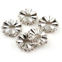 Zinc Alloy Spacer Beads, Flower, platinum color plated, with rhinestone Approx 2mm 