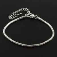 Stainless Steel Chain Bracelets, with 80mm extender chain, Unisex & snake chain, original color Approx 7.5 Inch 