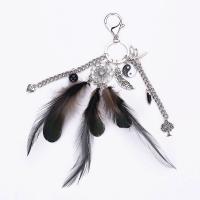 Zinc Alloy Key Chain, with Feather, Dream Catcher, antique silver color plated, 230mm 