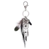 Zinc Alloy Key Chain, with Feather, Dream Catcher, antique silver color plated, 190mm 