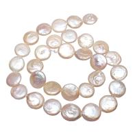 Pièce de culture des perles d'eau douce, perle d'eau douce cultivée, Plat rond, naturel, blanc, 12-13mm Environ 0.8mm Environ 15 pouce, Vendu par brin