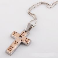 Stainless Steel Cross Pendants, plated, with letter pattern Approx 3-5mm 