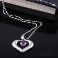Stainless Steel Heart Pendants, with cubic zirconia, 22mm Approx 1-3mm 