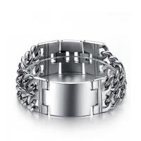 Stainless Steel Chain Bracelets, curb chain & for man, original color, 22.5mm Approx 8.66 Inch 