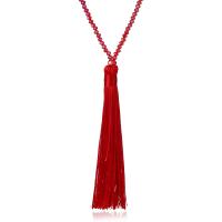 Crystal Sweater Necklace, with Cotton, Tassel, for woman & faceted 120mm Approx 35.43 Inch 