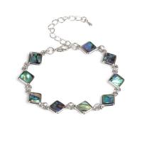 Brass Bracelet, with Abalone Shell, with 5cm extender chain, plated & for woman, nickel, lead & cadmium free Approx 7.5 Inch 