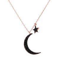 Zinc Alloy Cubic Zirconia Necklace, with 2inch extender chain, Moon and Star, plated, adjustable & oval chain & micro pave cubic zirconia & for woman 15mm, 10mm Approx 17 Inch 
