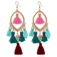 Zinc Alloy Tassel Earring, with Cotton, plated, for woman 105mm 