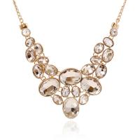 Crystal Zinc Alloy Necklace, with Crystal, with 1.97inch extender chain, gold color plated, twist oval chain & for woman & faceted   Approx 17.72 Inch 