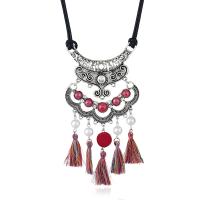 Zinc Alloy Fringe Necklace, with Cotton & Resin, with 1.97Inch extender chain, plated, for woman Approx 17.5 Inch 