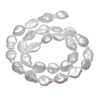 Perles nacres baroques de culture d'eau douce , perle d'eau douce cultivée, pepite, naturel, blanc, 9-10mm Environ 0.8mm Environ 15 pouce, Vendu par brin