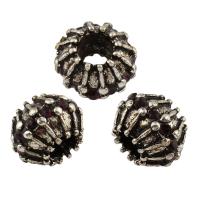 Rhinestone Zinc Alloy Beads, Drum, antique silver color plated, with rhinestone Approx 2mm 