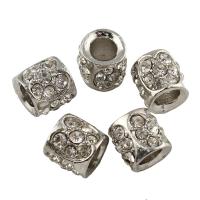 Rhinestone Zinc Alloy Beads, Tube, platinum color plated, with rhinestone Approx 4mm 